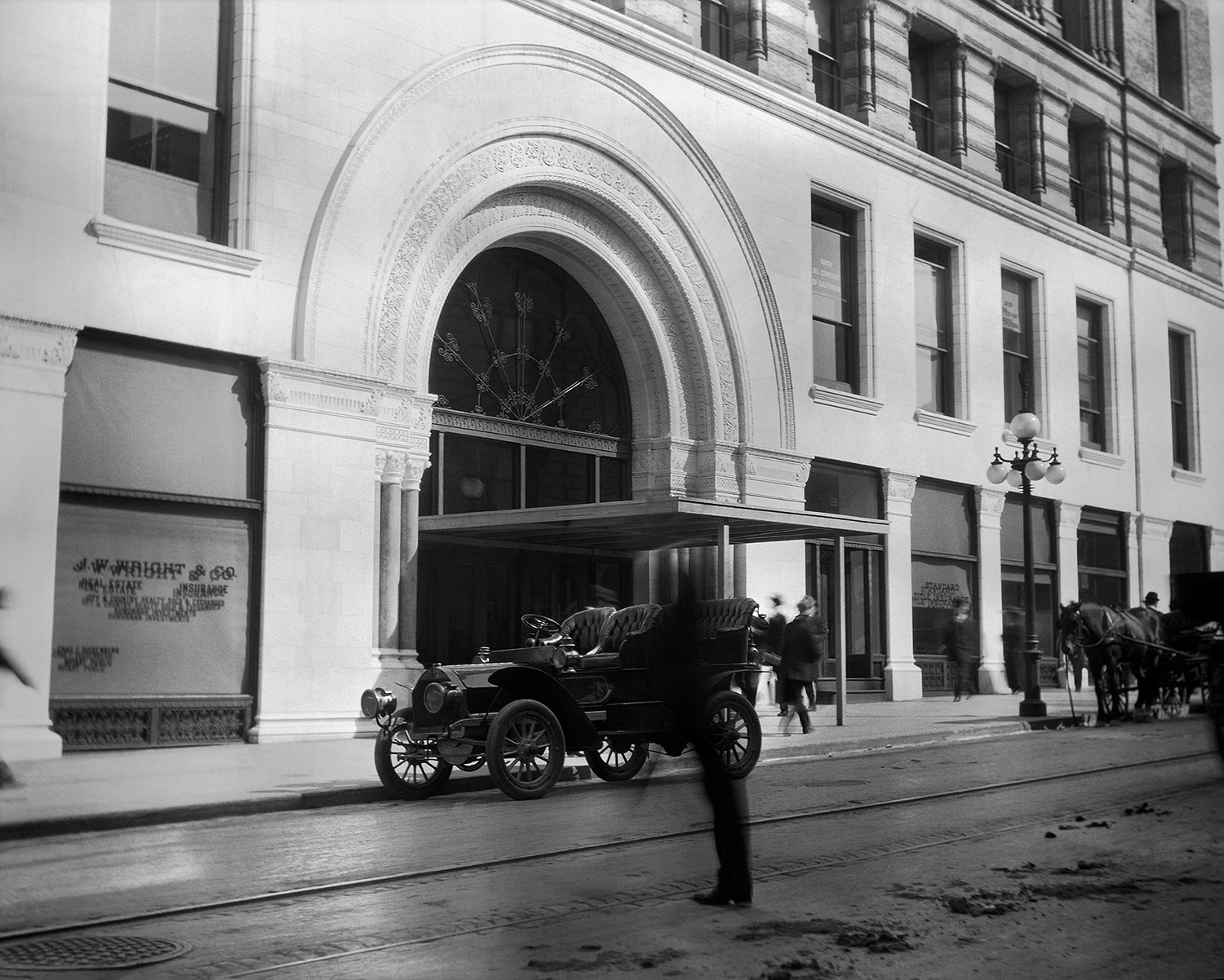 Historical photo of the Mills Building entrance