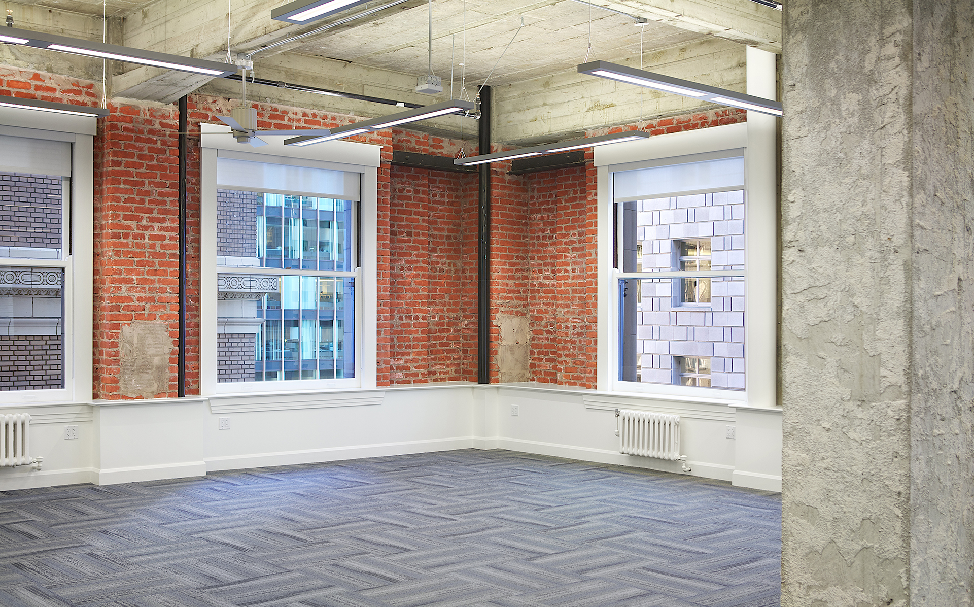 Office space with brick walls