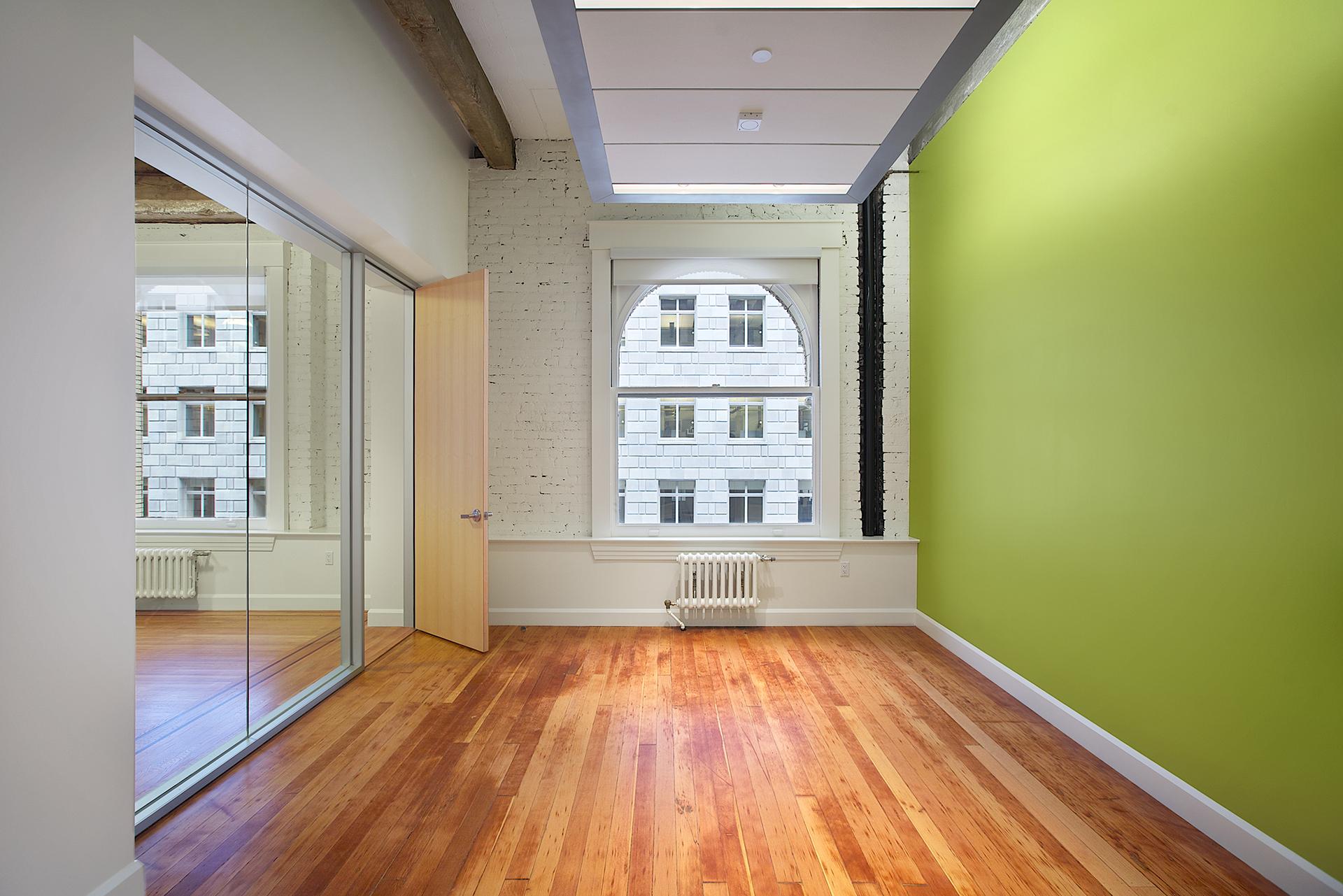 Office space with green wall